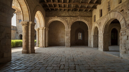 Obraz premium empty courtyard in a historic castle