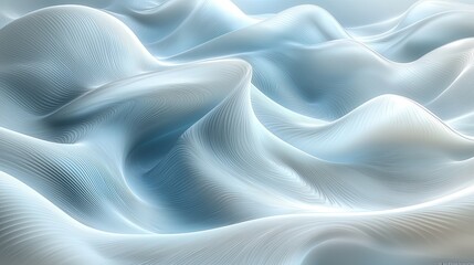 Obraz premium Surreal landscape of flowing waves in soft blue tones capturing an ethereal atmosphere