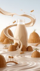Peanut Milk Wonderland: A Creamy Artistic Splash of Nutty Delight in a Bottle