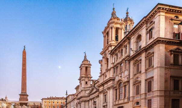 Beautiful Morning View of Sant'Agnese in Agone in Rome, Italy