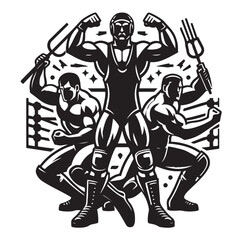 Wrestling logo silhouette vector illustration