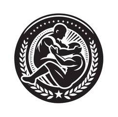 Wrestling logo silhouette vector illustration