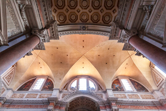 Rome, Italy, July 22 2017, Transept View of Santa Maria Degli Angeli E Dei Martiri in Rome