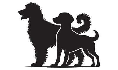 Black dog silhouette vector, isolated white background, perfect for wildlife illustration or pet icon