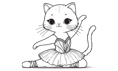 A cute cartoon kitten sitting on a colorful background, a playful vector illustration for pet lovers
