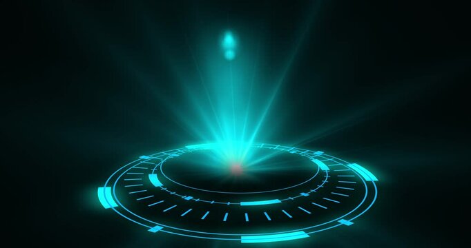 4K Magic Circle portals with Sci-fi digital style.Abstract hologram technology.Futuristic portals, Magic Hologram display technology spotlight user interface HUD circle colored.Abstract technology BG