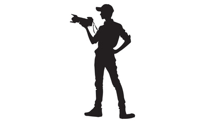Silhouette vector illustration of a musician playing guitar