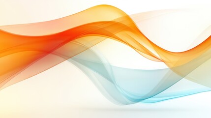 Naklejka premium A vibrant abstract design featuring flowing curves in orange and blue hues against a soft, light background.