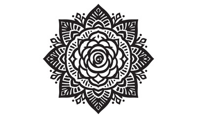 Floral ornamental round mandala design with decorative rose and lace pattern