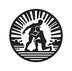 Wrestling logo silhouette vector illustration