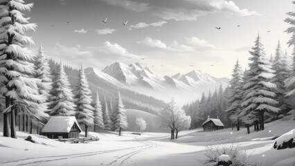 Fototapeta premium winter landscape with snow covered trees