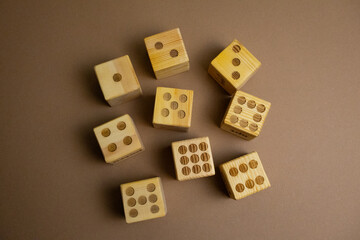 Scattered numbered wooden cubes Healthy toys