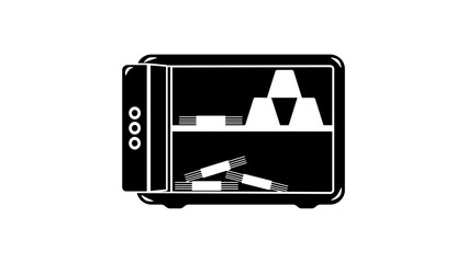 open metal safe, black isolated silhouette