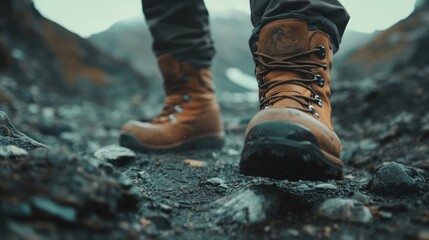 Hiking boots on rocky trail. (1)