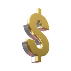 Golden dollar sign 3d rendering