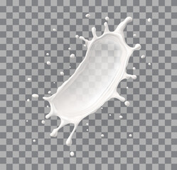 Milk jet, milky splash, vector realistic liquid white splash on isolated background. 3d illustration.