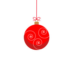 Red hanging christmas ball,bauble with ornament