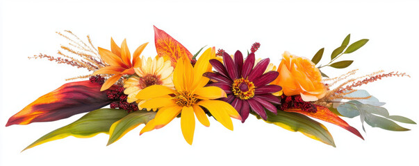 Obraz premium Bright watercolor bouquet of mixed garden flowers in vibrant colors