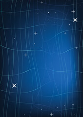 Blue Wavy Lines with Stars on Dark Background, Abstract Minimalist Vector Art, Futuristic Design, Colorful Graphic Illustration