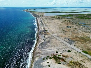 Coast line Bonaire, drone view