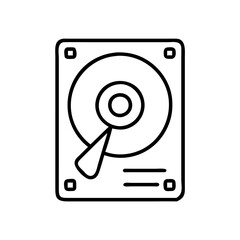 harddrive icon, technology vector icon, electronic vector illustration - black outline icon of harddrive symbolizing technology, electronic, and evolution in simple design.