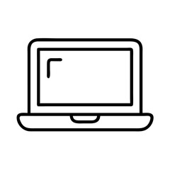 laptop icon, technology vector icon, electronic vector illustration - black outline icon of laptop symbolizing technology, electronic, and evolution in simple design.