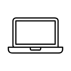 laptopicon, technology vector icon, electronic vector illustration - black outline icon of laptopsymbolizing technology, electronic, and evolution in simple design.