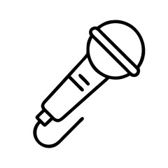 microphone icon, technology vector icon, electronic vector illustration - black outline icon of microphone symbolizing technology, electronic, and evolution in simple design.