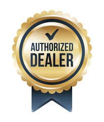 Naklejka premium Authorized dealer stamp for verified seller, golden badge