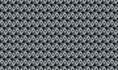 Abstract geometric seamless pattern background with optical illusion - circle intersection in gray and dark blue color. Vector illustration. For shirt dress textile cloth print wallpaper decoration