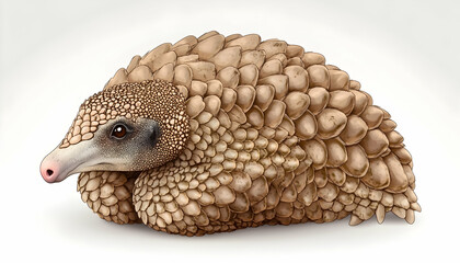 Obraz premium Pangolin curled up, detailed illustration.