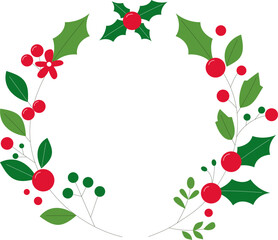 Festive Christmas Wreath Illustration - Holiday Decor Design for Seasonal Cheer