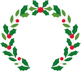 Fototapeta premium Festive Christmas Wreath Illustration - Holiday Decor Design for Seasonal Cheer