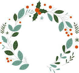 Festive Christmas Wreath Illustration - Holiday Decor Design for Seasonal Cheer
