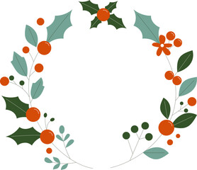 Festive Christmas Wreath Illustration - Holiday Decor Design for Seasonal Cheer