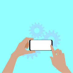 camera settings in smart phone, land style vector.