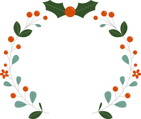 Fototapeta premium Festive Christmas Wreath Illustration - Holiday Decor Design for Seasonal Cheer