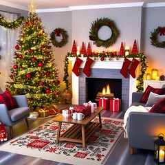 How to Create a Festive Living Room with Christmas Tree and Decor