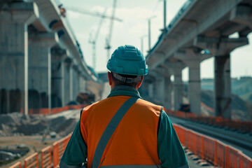 Civil engineer on a road construction supervision generative ai