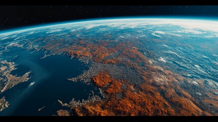 Ultra detailed, photorealistic view of Earth from space at night