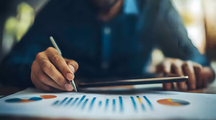 A man conducting an online financial assessment using a tablet.