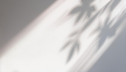 Blurred overlay effect for photo and mockups. Wall texture with organic drop diagonal shadow and rays of light on a white wall. shadows for natural light effects