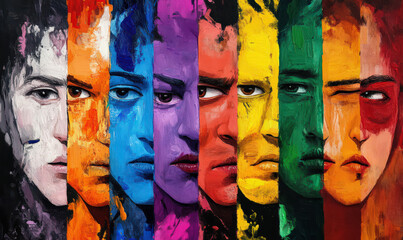 Obraz premium Intense emotional portraits vibrant colors powerful expressions