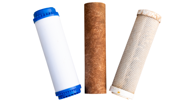 The difference between a dirty filter water purifier that has been used and a new water purifier on the water purifier system