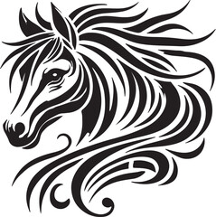 Obraz premium Graceful Horse Illustration: Bold Tribal-Style Design