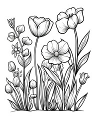 Children's drawing of a flower for coloring