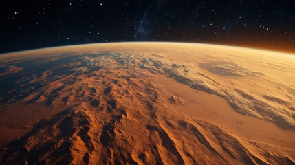 Ultra detailed, photorealistic view of Earth from space with a clear view of the Australian Outback