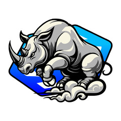 aggressive rhinoceros illustration vector style 2.eps