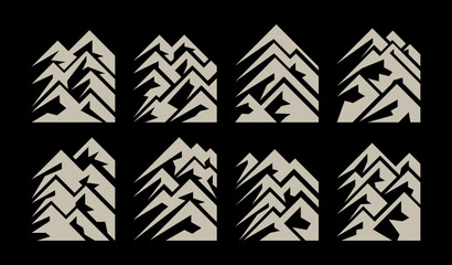 Luxury abstract mountain range square logo set