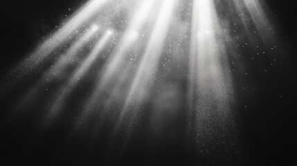 Obraz premium Dramatic light rays breaking through dense fog in an urban area